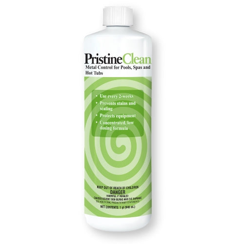 PristineClean 32 oz metal control bottle for pools, spas and hot tubs