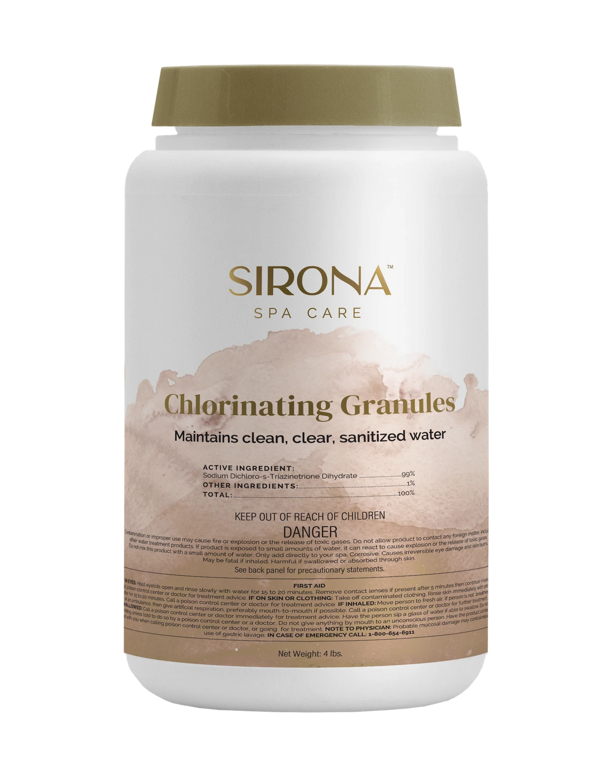 Sirona Spa Care Chlorinating Granules 4 lb container of hot tub chlorine