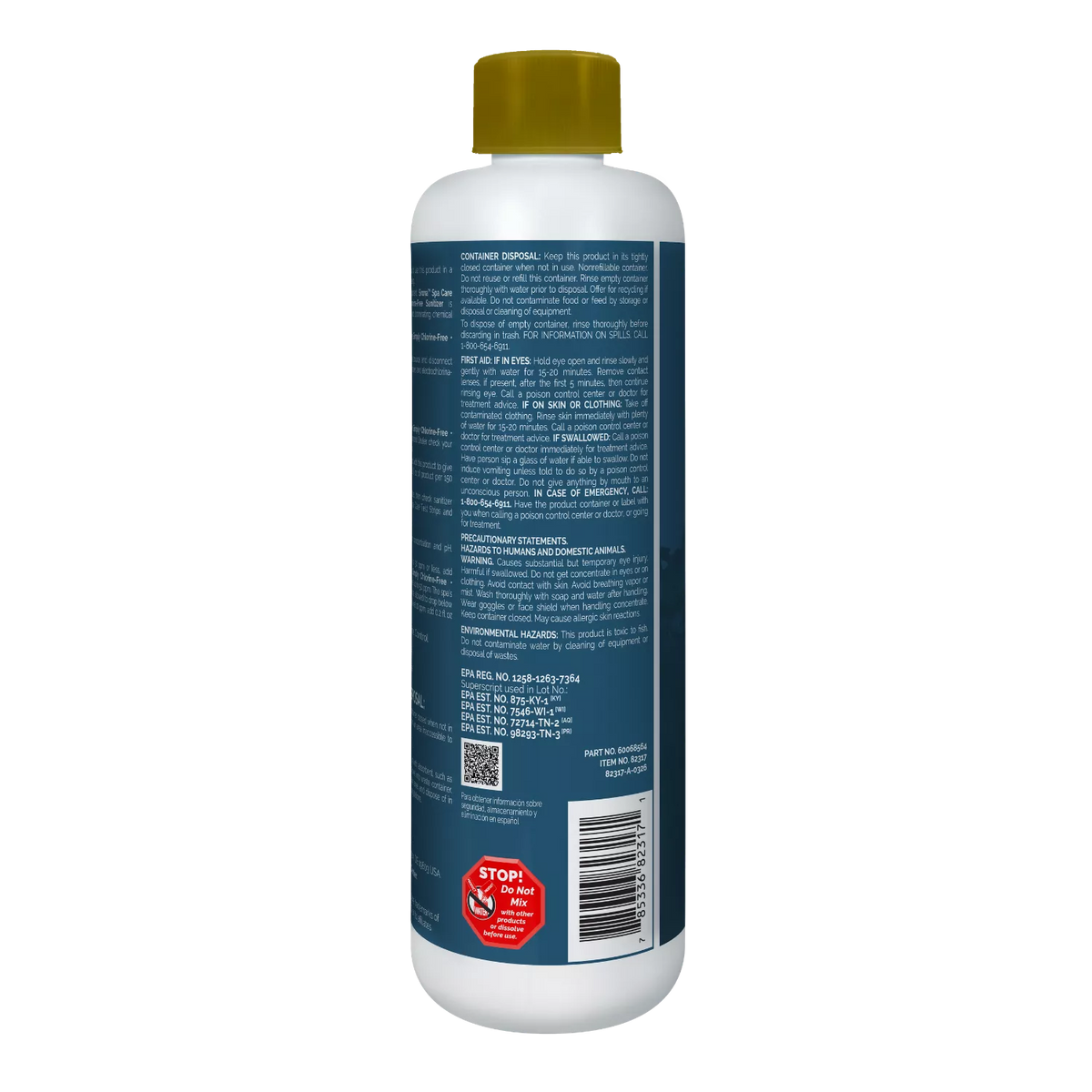 Side label of Sirona Simply Sanitizer with precautionary statements