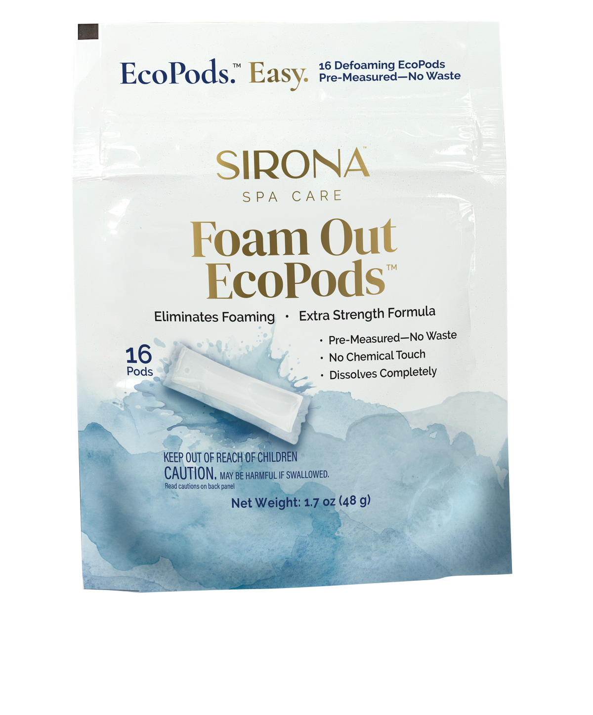 Sirona Spa Care Foam Out EcoPods 16 count bag of hot tub defoamer pods
