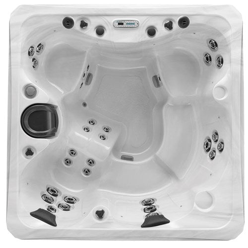 Overhead view of the Marquis Broadway Elite hot tub showing jet layout and seating zones.