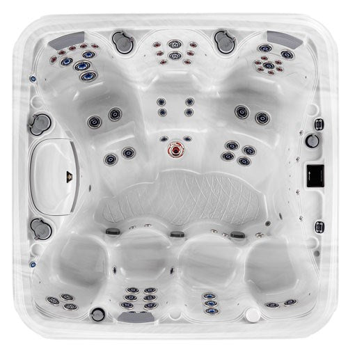 Overhead view of the Marquis Crown Summit hot tub showing jet layout and ergonomic seating.