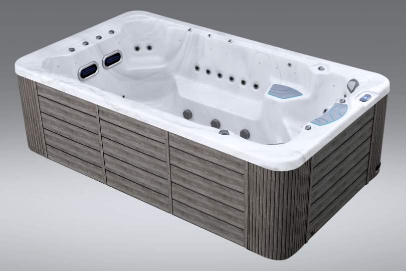Side angle of the Fossa 3B showcasing jet placement, seating layout, and exterior cabinet panels.