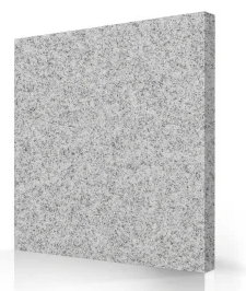 Granite-pattern hot tub shell sample in light gray tones