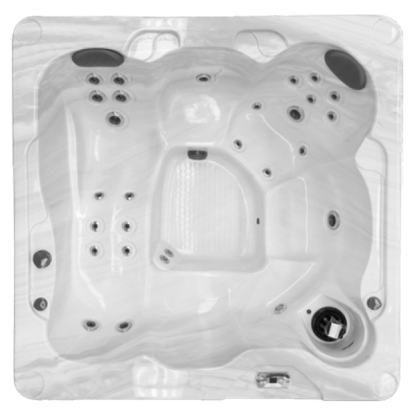 Top-down view of the Harmonic Hot Tubs H166Bpp model showing seating layout and jet placement