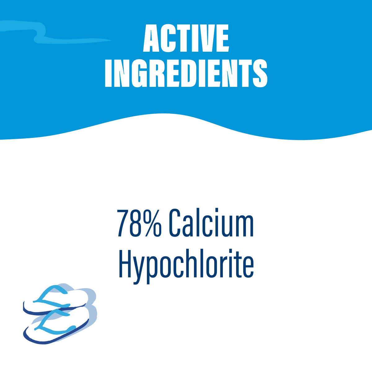 Poolife TurboShock active ingredients graphic identifying 78% calcium hypochlorite in the pool shock formula.