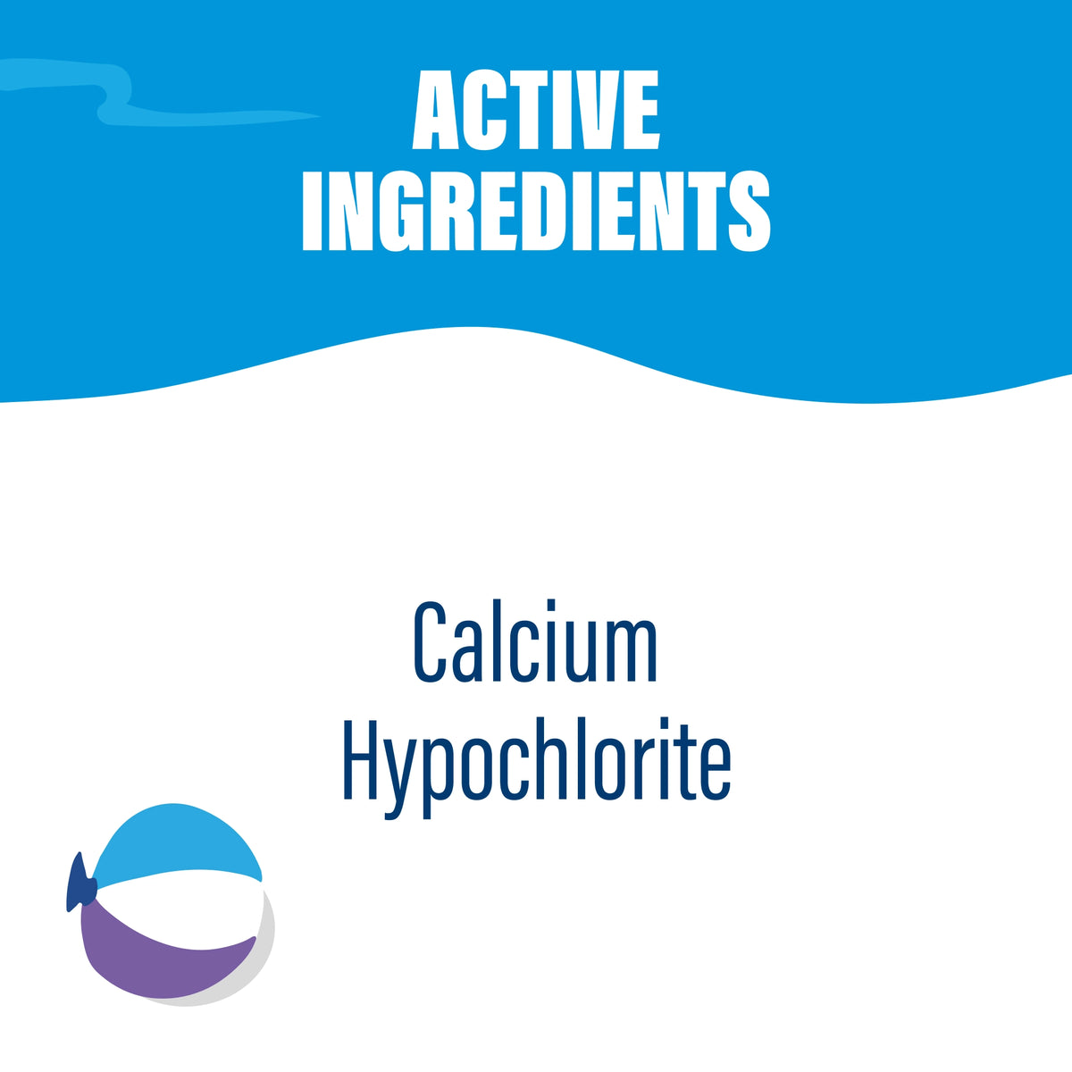 Poolife NST Prime product graphic identifying calcium hypochlorite as the active ingredient in its Cal Hypo tablets.