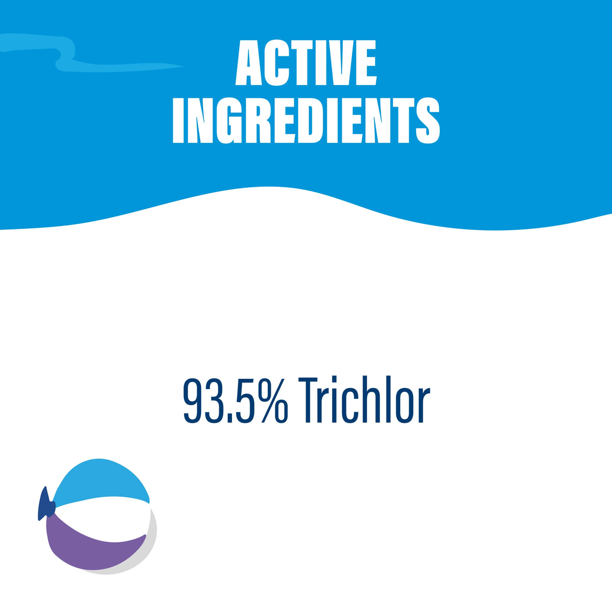 Poolife MPT Extra 3-Inch Chlorinating Tablets active ingredient graphic showing trichlor and available chlorine information.