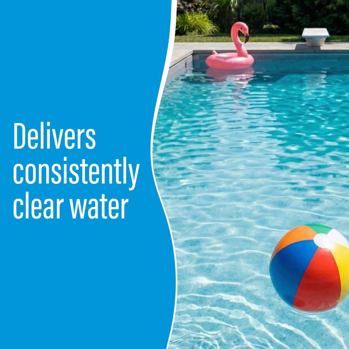 Poolife NST Chlorine Floater lifestyle graphic presenting its role in convenient pool chlorination and water care.