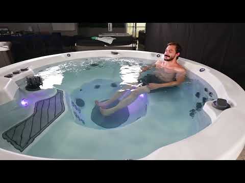 Video overview demonstrating features, jets, and design details of a Harmonic hot tub