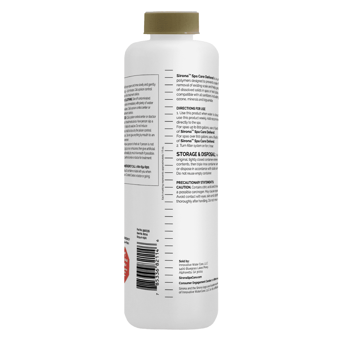 Back label of Sirona Defend with weekly directions