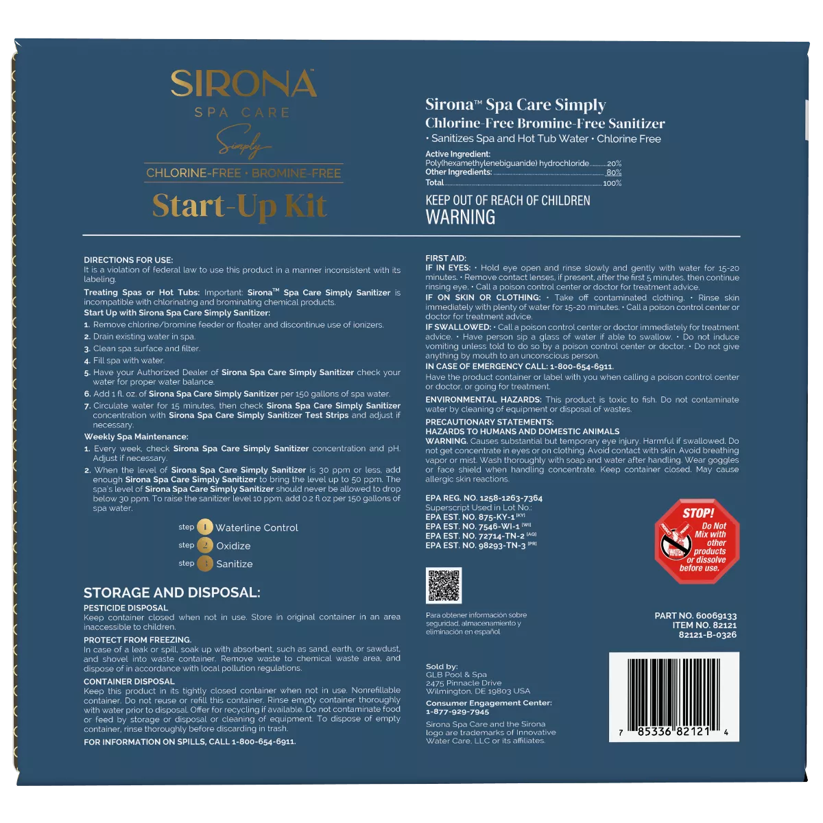 Back of Sirona Simply Start Up Kit box with directions