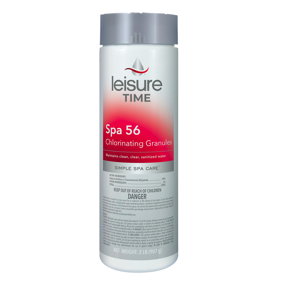 Leisure Time Spa 56 Chlorinating Granules 2 lb bottle, dichlor chlorine for spas and hot tubs