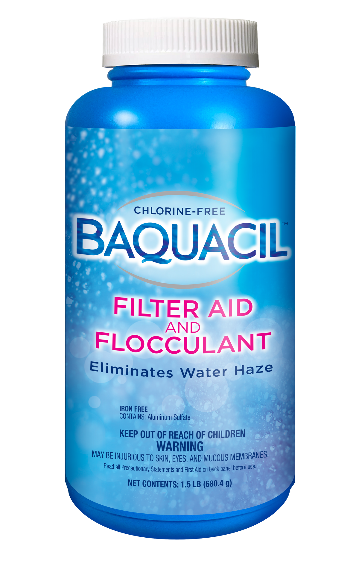 BAQUACIL Filter Aid and Flocculant 1.5 lb bottle for cloudy pool water
