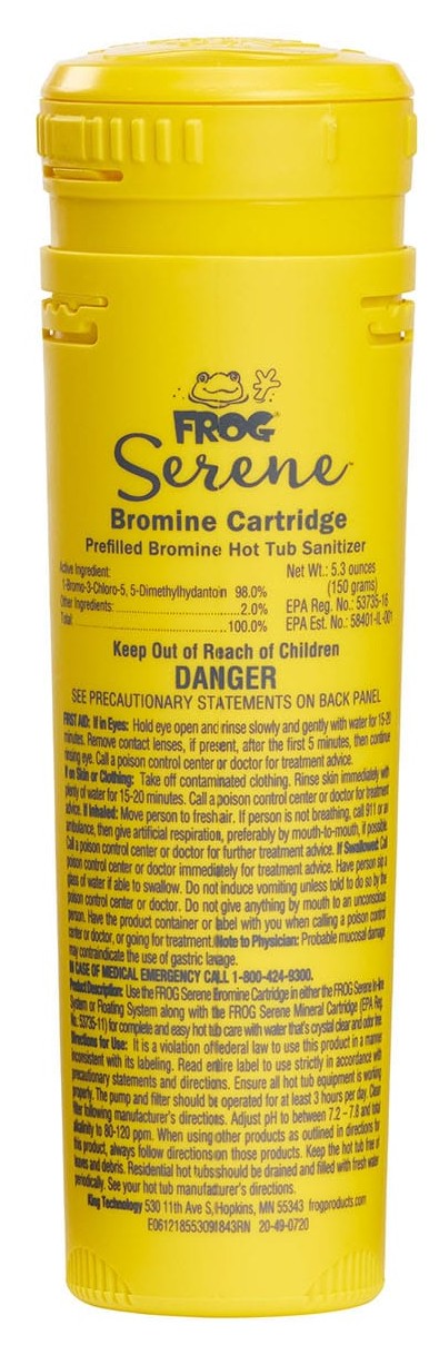 FROG Serene Mineral Replacement Cartridge plus 4 Bromine Cartridges for use with FROG Serene Floating Sanitizing Spa System or Hot Tubs with the FROG Inline Cartridge System
