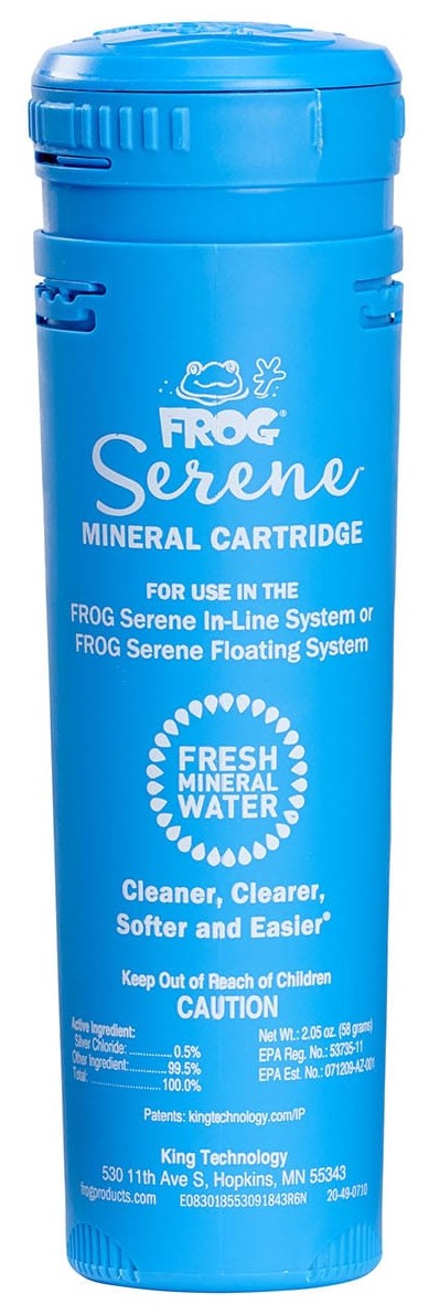 FROG Serene Mineral Replacement Cartridge plus 4 Bromine Cartridges for use with FROG Serene Floating Sanitizing Spa System or Hot Tubs with the FROG Inline Cartridge System
