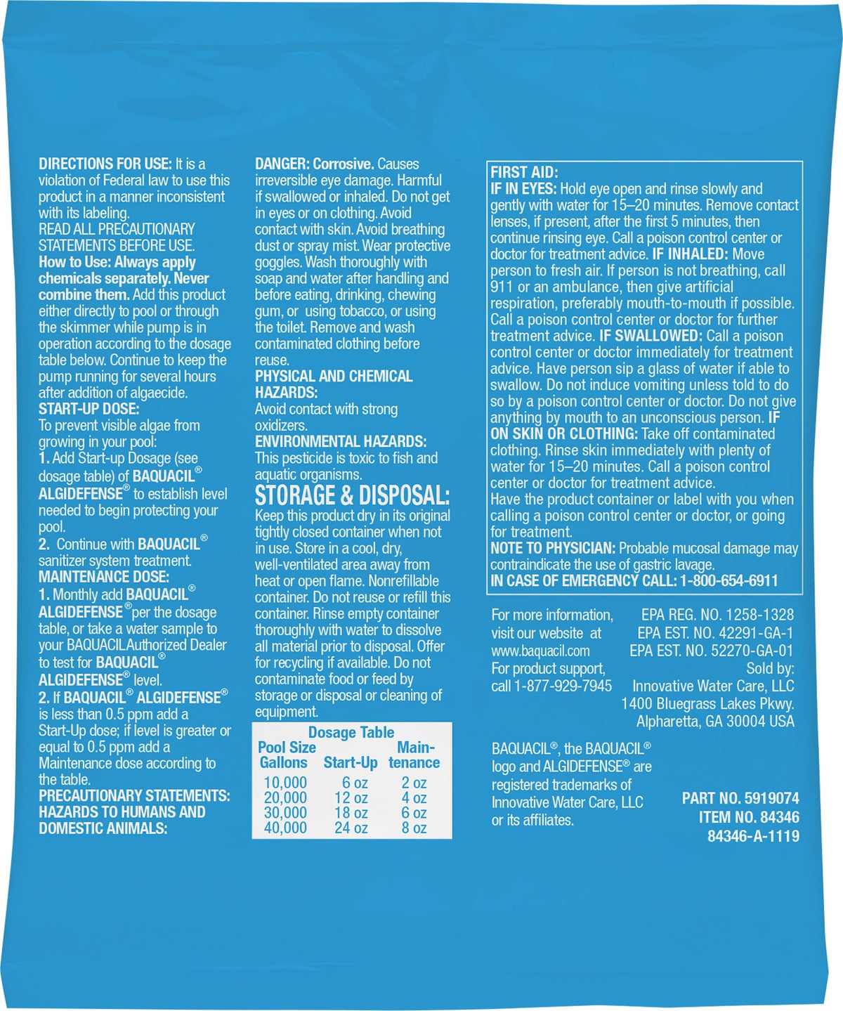 BAQUACIL AlgiDefense Algistat 2 oz pouch for monthly mustard algae prevention