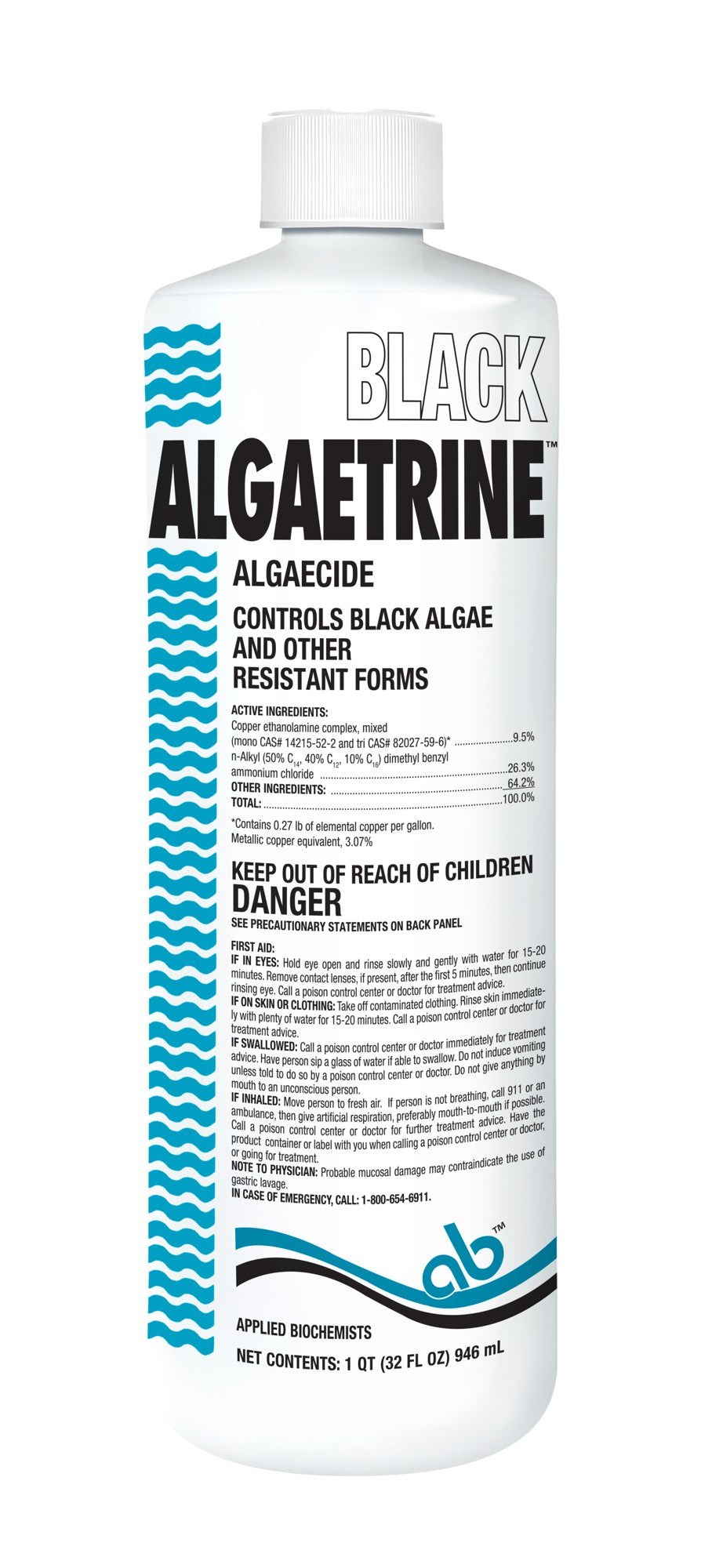 Applied Biochemists Black Algaetrine 32 oz black algae algaecide bottle