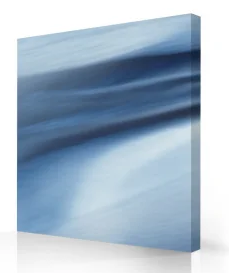 Blue swirled acrylic spa shell sample with glossy finish