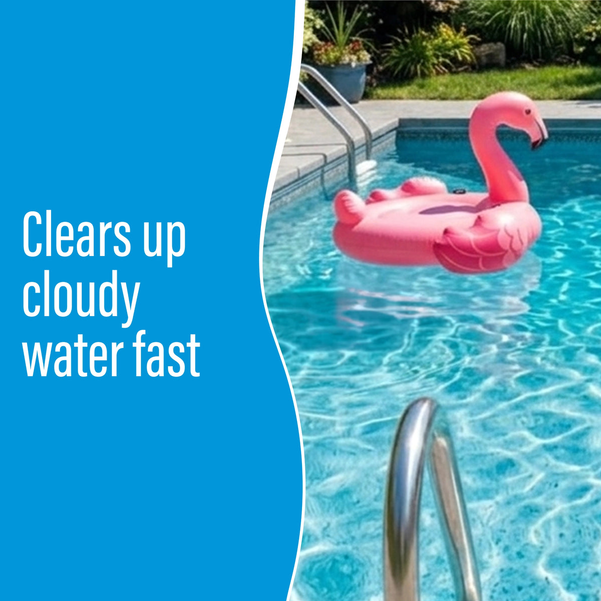 Poolife 3-Inch Cleaning Tablets lifestyle graphic highlighting clear water and routine pool sanitizing benefits.