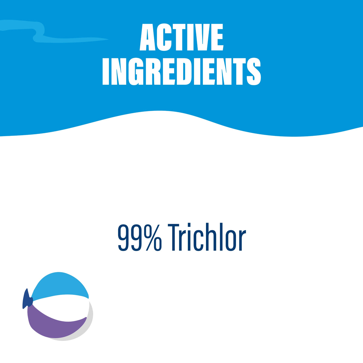 Poolife 3-Inch Cleaning Tablets active ingredient graphic featuring Trichlor and available chlorine information.