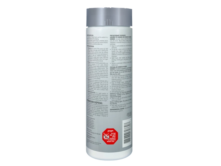 Back label of Leisure Time Spa 56 Chlorinating Granules 2 lb with directions and safety information